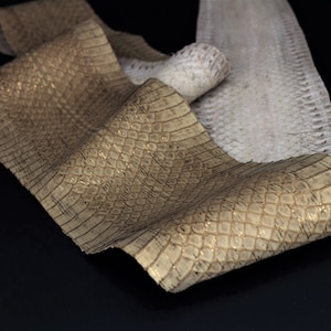 Metallic Cobra Nubuck Asian Snake Skin Hide Leather Snakeskin Craft Supply 2 Colors image 1