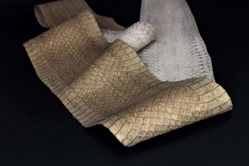 Metallic Cobra Nubuck Asian Snake Skin Hide Leather Snakeskin Craft Supply 2 Colors image 1