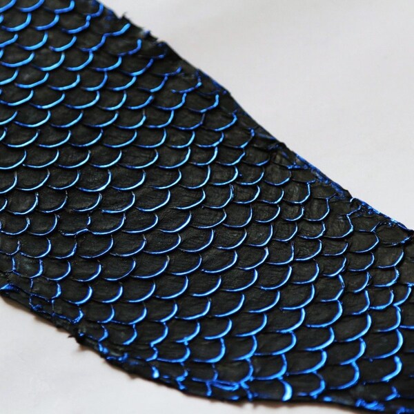 authentic Fish Skin Hide Leather Craft Supply Blue/Black