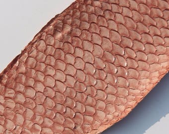 Véritable peau de cuir de poisson Tilapia Maroquinerie Rose Pâle SATINÉ