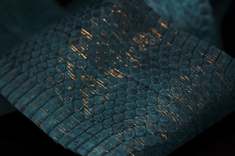 Metallic Cobra Nubuck Asian Snake Skin Hide Leather Snakeskin Craft Supply 2 Colors image 6