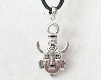 Supernatural inspired mask pendant black double cord necklace Handmade