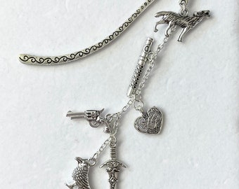 Six of crows inspired bookmark with silver charms for each character Handmade