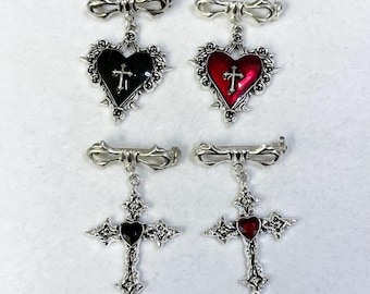 Gothic brooch choose from two styles in two colours Handmade
