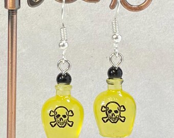 Poison bottle dangle drop earrings withHandmade