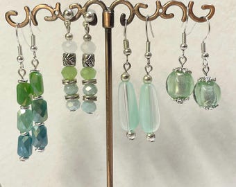 Green glass bead earrings choose from four styles handmade