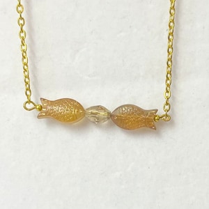 Tiny glass goldfish necklace handmade