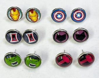 Marvel Avengers inspired stud earrings choose from six styles handmade