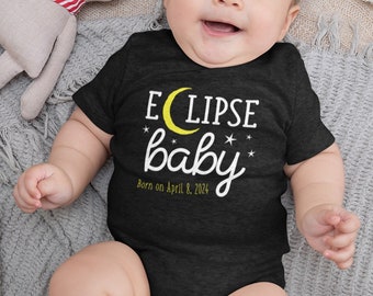 Birth Announcement Total Solar Eclipse Baby Born April 8, 2024 Cute Celestial Moon Sun, Baby Outfits for Eclipse, 2024 Eclipse Baby Keepsake