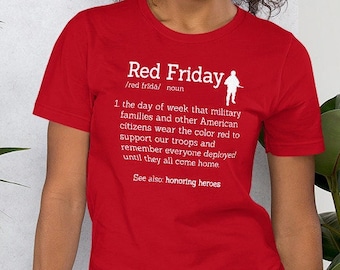 Red Friday T-Shirt | Heroes Definition Honoring Soldier Support Military Family Deployment Tee Shirts | Baby Toddler Youth Kids to Adult 5XL