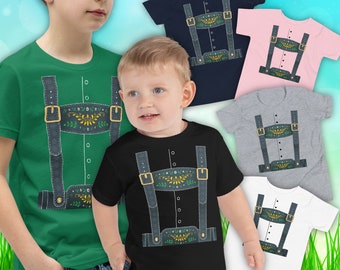 Lederhosen Kids T-Shirt | Oktoberfest Tee Shirts Baby Toddler & Youth Sizes Available | Funny German Culture Halloween Costume Gift