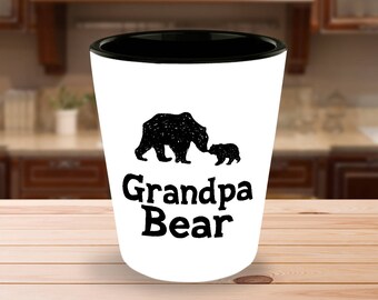 Grandpa Bear Shot Glass - Gift for Grandfather - 1.5 oz Ceramic Shotglass