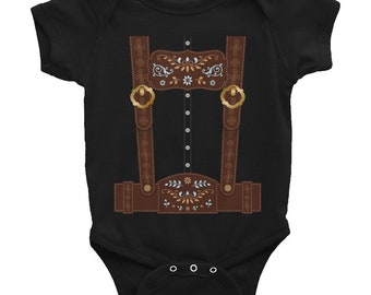 Lederhosen Oktoberfest Baby Bodysuit German Culture Halloween Costume Funny Gift Rabbit Skins Infant Bodysuit Baby Apparel