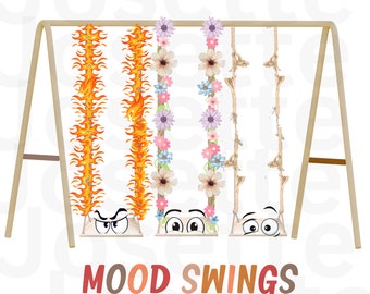 Mood Swing PNG Set di altalene super carino con facce divertenti PNG di alta qualità Ottimo per la sublimazione Articolo da 300 DPI