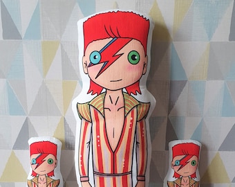 David Bowie Ziggy Dolls - Gift - Plush Toy - Fabric Doll - Unique Art Doll - Icon - Ziggy Stardust - Aladdin Sane - Rockstar - Starman