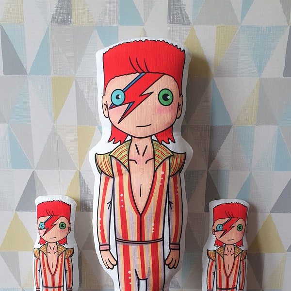 David Bowie Ziggy Dolls - Gift - Plush Toy - Fabric Doll - Unique Art Doll - Icon - Ziggy Stardust - Aladdin Sane - Rockstar - Starman