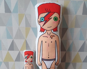 David Bowie in Pants Doll - Gift - Plush Toy - Dolly - Fabric Doll - Art Doll - Icon - Ziggy Stardust - Aladdin Sane - Rockstar - Music Fan