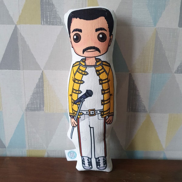 Freddie Mercury Inspired Doll - Gift - Queen - Plush Toy - Fabric Doll - Unique Art Doll - Rock Music Icon - Rockstar - Bohemian Rhapsody