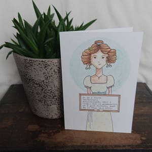 Jane Austen Grüße Karte - Elizabeth Bennet - stolz und Vorurteil - Mr. Darcy - Literatur - Regentschaft - Geburtstag - Buch Liebhaber - lesen