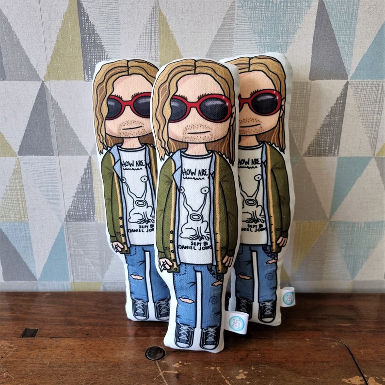 Kurt Cobain Inspired Doll Nirvana Gift Plushie 1990s Nevermind Alternative Fabric Doll Art Doll Rock Music Icon Rockstar image 4