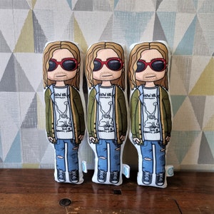 Kurt Cobain Inspired Plushie – Nirvana Rockstar Fabric Doll