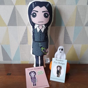 Wednesday Addams Doll The Addams Family Halloween Emo Goth Dark Gift Art Doll Illustration Icon Creepy Cute Morticia image 5