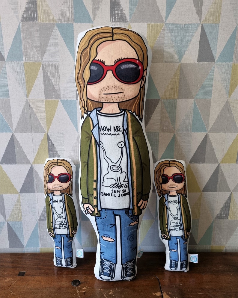 Kurt Cobain Inspired Doll Nirvana Gift Plushie 1990s Nevermind Alternative Fabric Doll Art Doll Rock Music Icon Rockstar image 2