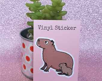 Capybara Vinyl Sticker - Animal Lover - Zoology - Wildlife - Cute - Guinea Pig - Rodent Love - Gift - Nature - Art - Illustration - Laptops