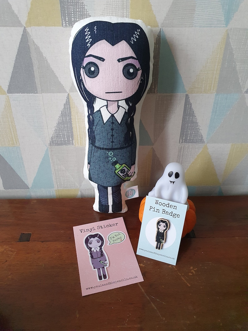 Wednesday Addams Doll The Addams Family Halloween Emo Goth Dark Gift Art Doll Illustration Icon Creepy Cute Morticia 画像 10