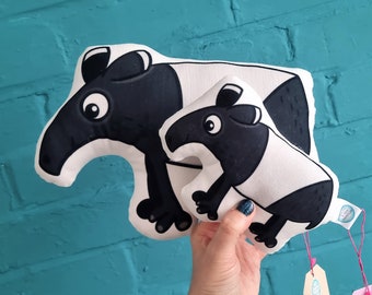 Tapir Doll- Gift - Plush - Soft Toy - Throw Pillow - Zoo Friends - Nursery - Illustration - Homewares - Animal Lover - Wildlife - Toy