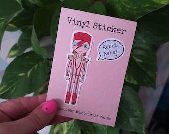 David Bowie Vinyl Sticker - Ziggy Stardust - Gift - Nature - Art - Illustration - Aladdin Sane - Starman - Rockstar - Icon - Music Lover