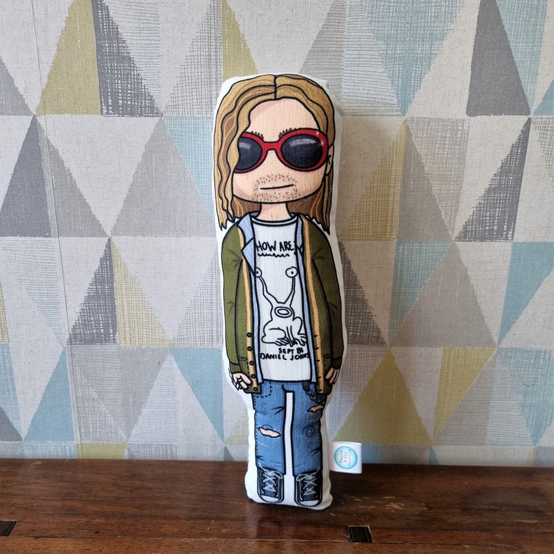 Kurt Cobain Inspired Doll Nirvana Gift Plushie 1990s Nevermind Alternative Fabric Doll Art Doll Rock Music Icon Rockstar image 6