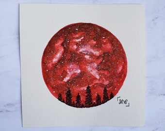 ORIGINAL Watercolor Galaxy 5x5 | Night Sky Painting | Space Decor | Nature Art