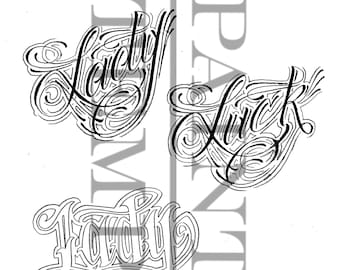 Zestaw LADY LUCK - CYFROWY - Grafika niestandardowa - 2xGrafika Lady Luck - Zawiera 4 formaty plików .svg .jpg .pdf .png