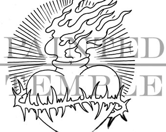 SACRED HEART- DIGITAL - Sztuka na zamówienie - Sztuka romantyczna - Zawiera 4 formaty plików .svg .jpg .pdf .png