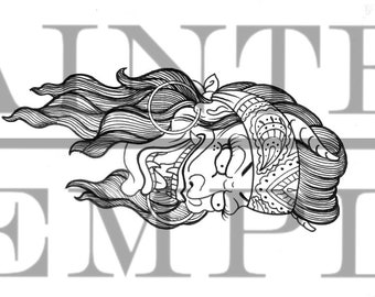 OG Hannya- DIGITAL - Niestandardowa grafika - Sztuka maski dramatycznej - Zawiera 4 formaty plików .svg .jpg .pdf .png