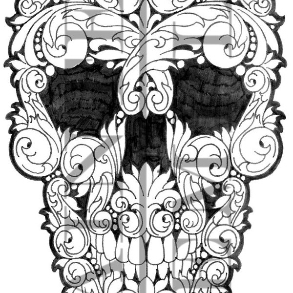 FILIGREE SKULL - DIGITAL - Custom Art - Inspiration Art - Comprend 4 formats de fichier .svg .jpg .pdf .png