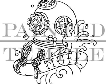 MUFF DIVER - CYFROWY - Humor artystyczny - Zawiera 4 formaty plików .svg .jpg .pdf .png