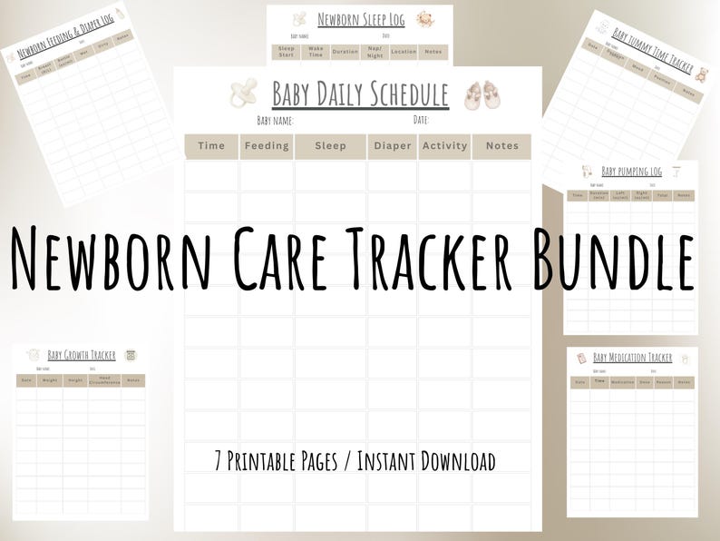 Newborn Care Tracker Bundle Printable, Baby Feeding Log, Baby Sleep Log ...