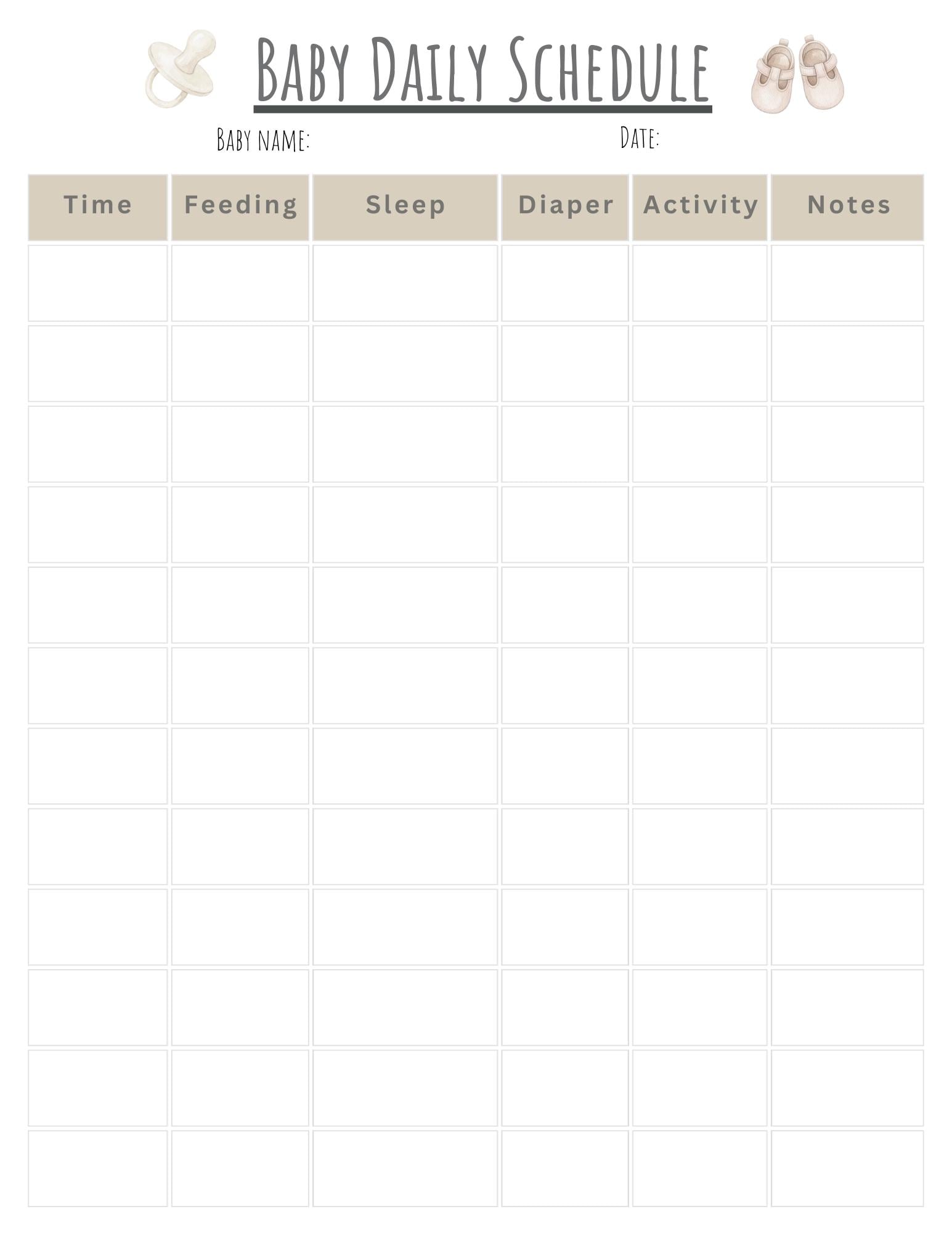 Newborn Routine Pdf Baby Daily Schedule Printable, Newborn Routine Planner, Baby Routine ...