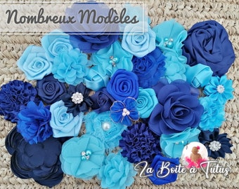 Fleur Artificielle en Tissu Bleu Applique à coudre / coller DIY Bustier Bandeau Cheveux Ceinture Sac Robe de Princesse Mariage Déguisement