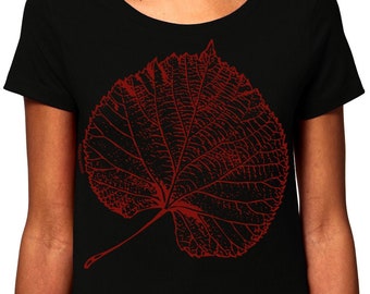 Linden leaf T-shirt, linden leaf, green division, women's cut, organic cotton, short sleeves