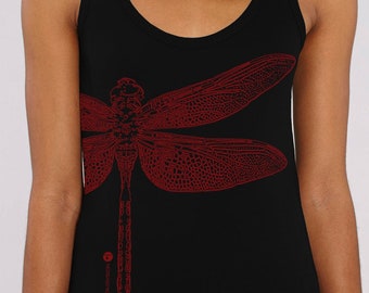 Dragonfly tank top, dragonfly tank top, green division, 100% organic cotton, feminine cut, comfortable.