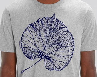 Linden leaf T-shirt, men's cut, gray, heather gray, 100% organic cotton