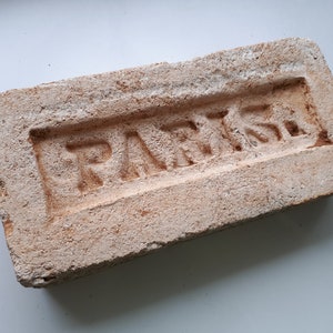 Paris France Brick vintage antique firebrick block RARE old antique block Decor Art original genuine Decor Art fire clay unique amazing nice
