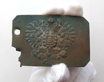 Russian Imperial Army Brass Belt Buckle Battle Damaged double headed eagle WWI WW1 Relic original vintage soldier military