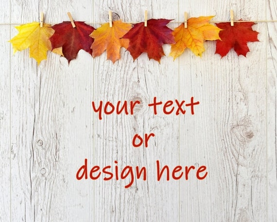 Fall Leaves Product Mockup Thanksgiving Holiday Stock Photo Digital