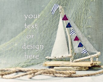 Download Free Nautical Background Mockup Invitation Sea party invite Driftwood Background Product mockup Sailboat mockup Beach Stock Photo Marine theme PSD Template