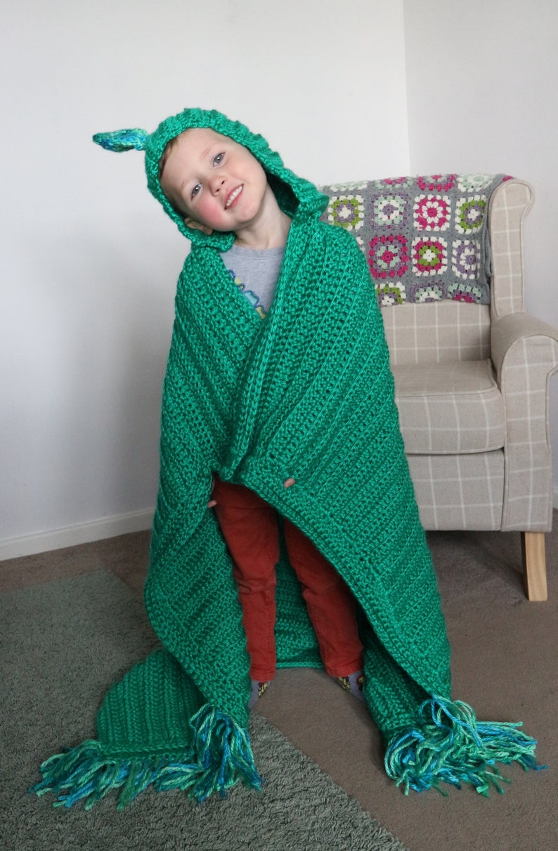 Dinosaur Crochet Hooded Blanket Etsy