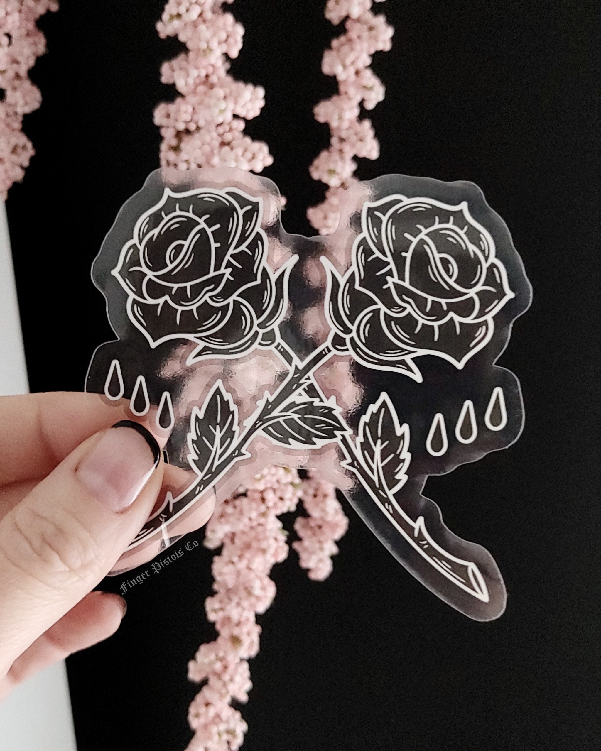 Tattoo Style Roses Sticker - Black Rose Transparent Decal - 3 Inch Clear  Waterproof Sticker - Gothic Accessories - Etsy, image size:2048x2560